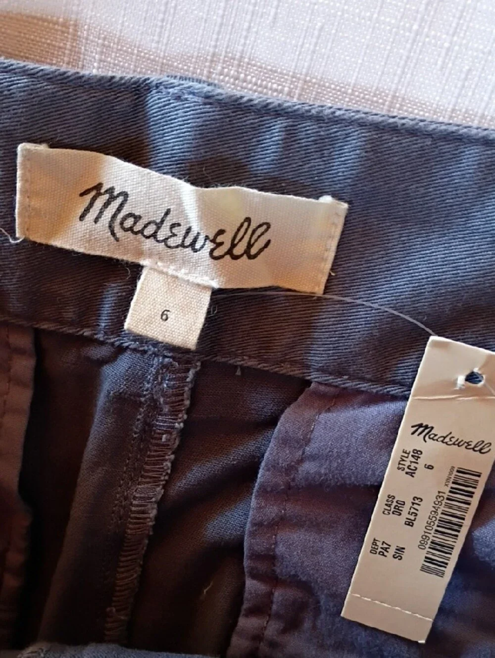 Madewell Women's Slate Blue Pleated Chinos Pants Size 6 New WT